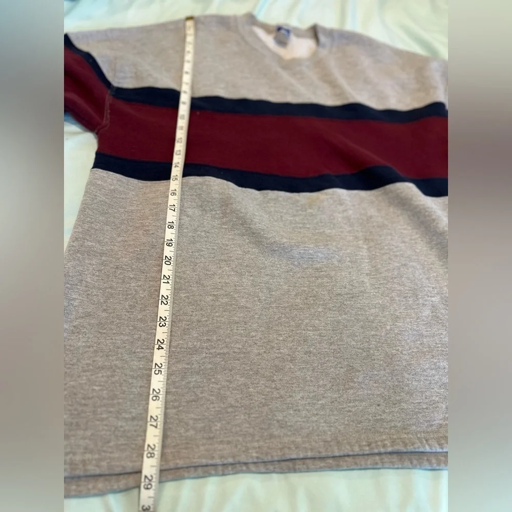 VTG 80s/90s Russell Athletic Sweatshirt Men XL Gray Colorblock Striped.
